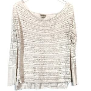 Lucky Brand Long Sleeve Sheer Wool Blend Crochet Top Womens Size S